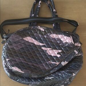 Oliver Thomas Silver and Blue Quilted Tote Bag Tennis Kitchen Sink